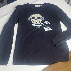 Coach Sz S Bonesy 100% Cotton and Beaded Long Sleeve T Shirt